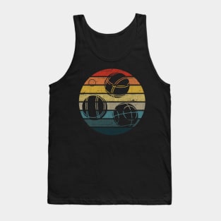 Bocce Ball Silhouette On A Distressed Retro Sunset print Tank Top